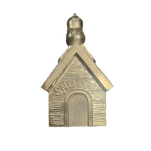 Snoopy Dog House Metal Piggy Bank 1958 Complete Comic Silverplate Schulz Peanuts - Picture 3 of 6